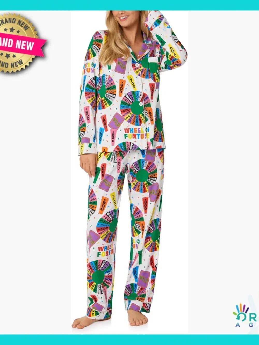 Organic Cotton Long Sleeve Pajama Set Classic Retro Lounge Wear Matching Top
